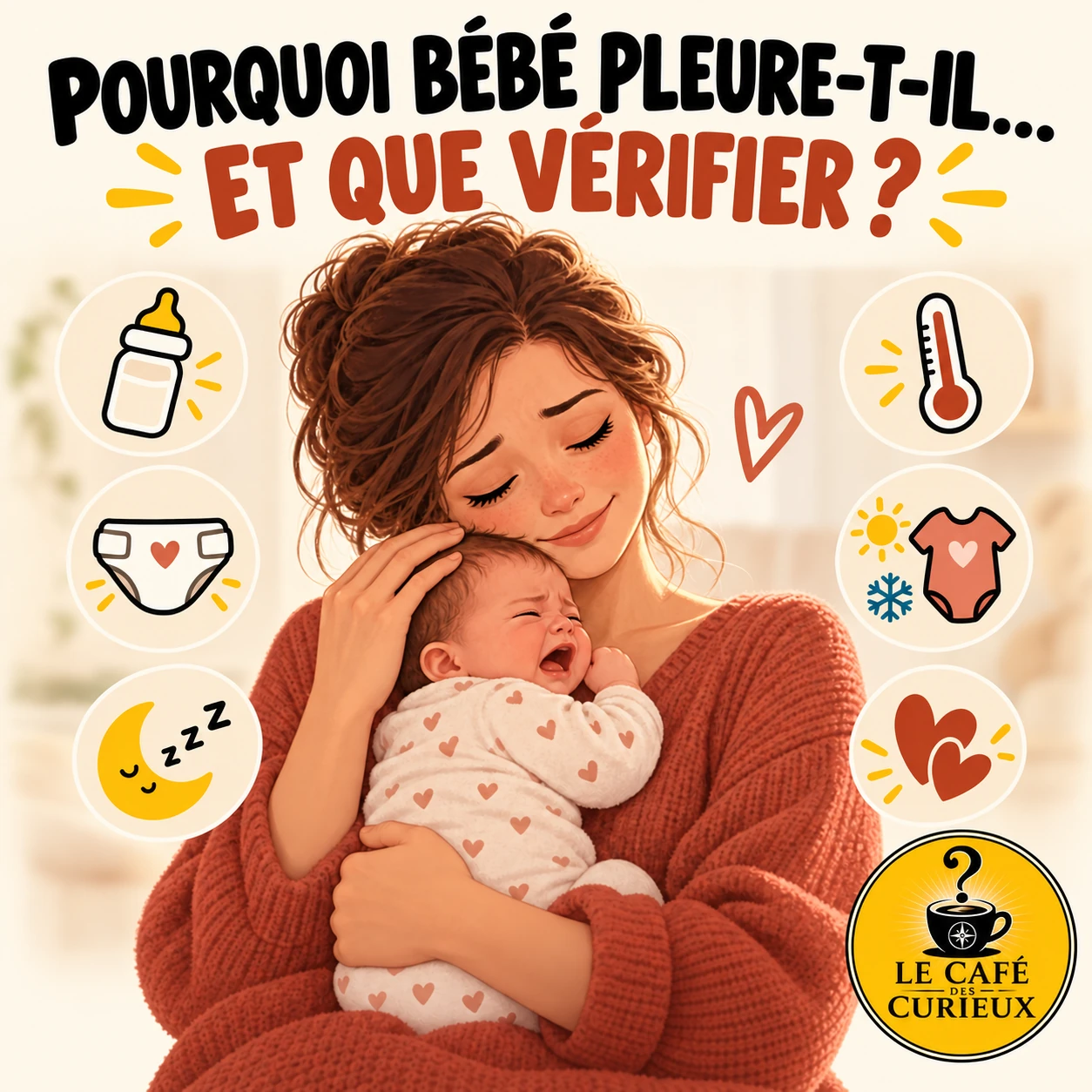 Pourquoi bébé pleure-t-il… et que vérifier ?