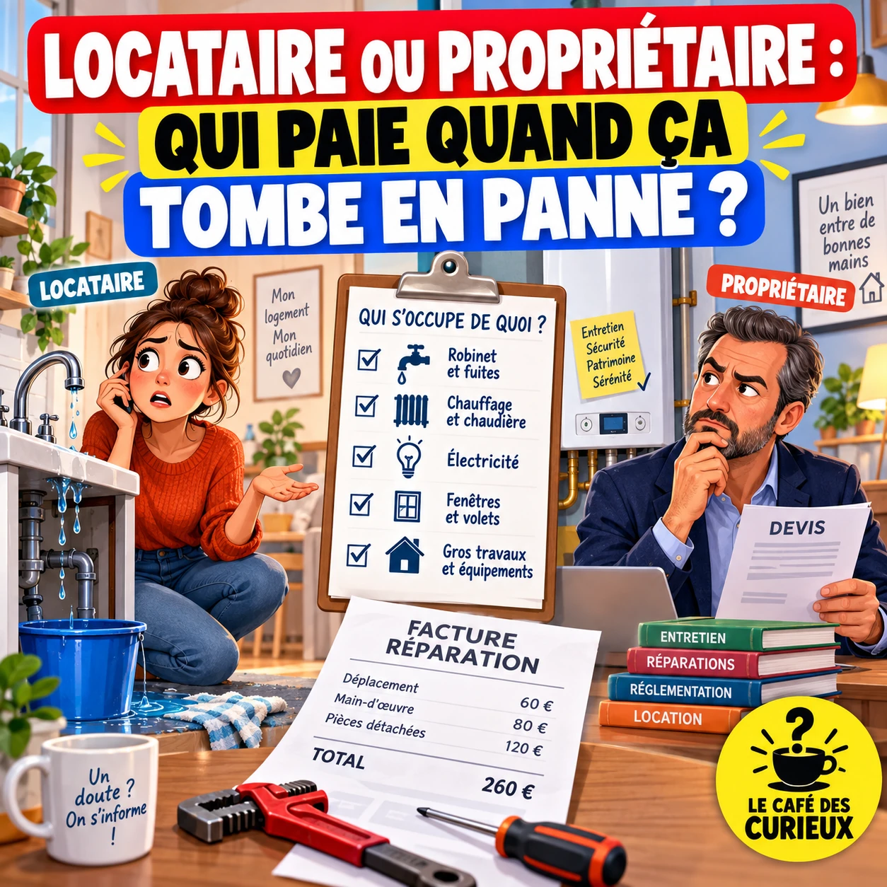 Locataire ou propriétaire : qui doit payer lorsqu’un équipement tombe en panne ?
